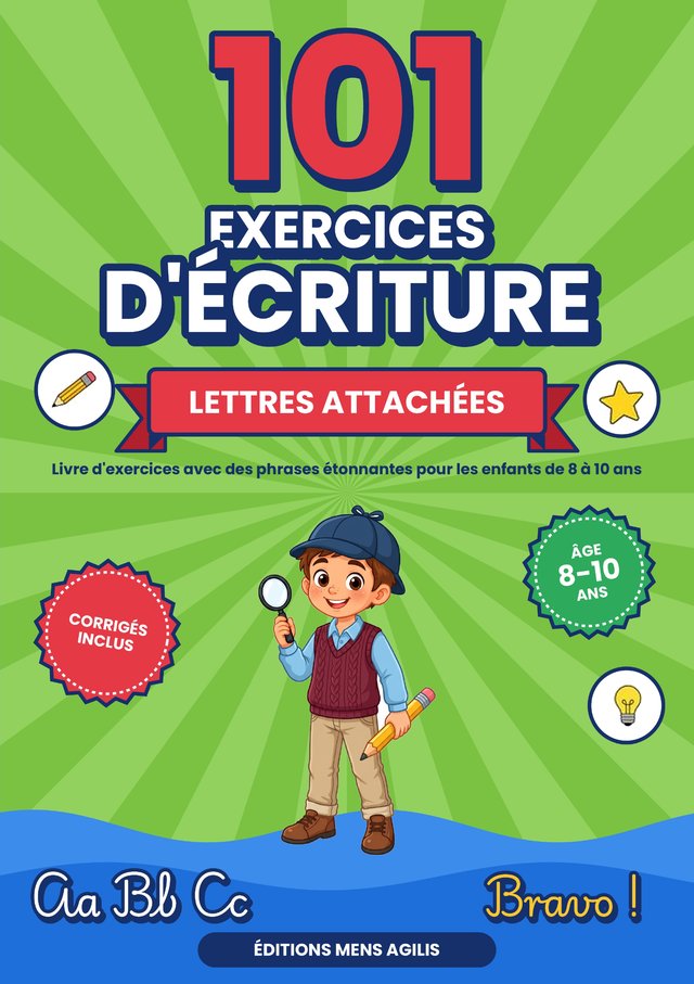 Couverture : 101 Exercices d'Écriture · Lettres attachées