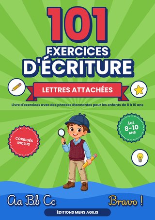 Couverture de 101 Exercices d'Écriture Lettres attachées