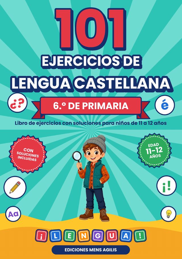 Portada: 101 Ejercicios de Lengua Castellana · 6.º de Primaria