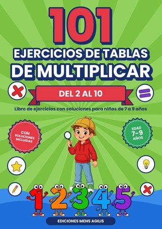 Portada de 101 Ejercicios de Tablas de Multiplicar Del 2 al 10